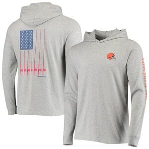Vineyard Vines Men’s Gray Cleveland Browns Hoodie Long Sleeve T-Shirt XL 🇺🇸🎣🏈
